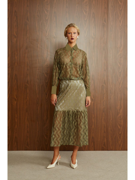 Ze marze Φούστα green lace