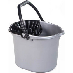 Κουβάς Homeplast με στίφτη πλαστικός 15Lt Ασημί