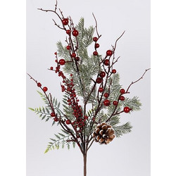 ΚΛΑΔΙ ΜΕ ΣΚΟΥΡΑ ΚΟΚΚΙΝΑ BERRIES ΚΑΙ ΚΟΥΚΟΥΝΑΡΙ, 67cm