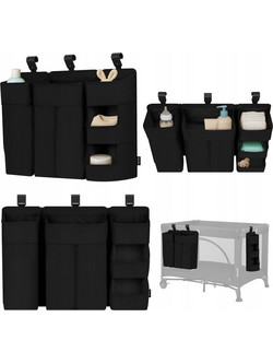 Lionelo Sidepocket Large Κρεμαστός Οργανωτής για κούνια/παρκοκρέβατο Black