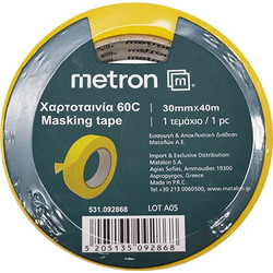 Metron Χαρτοταινία 60C 30mmx40m Κίτρινη 8 Τεμάχια