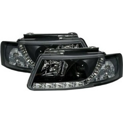 Φανάρια εμπρός Vw Passat 3Β/B5 (1997-2000) led - μαύρα , με λάμπες (Η1) - σετ 2τμχ