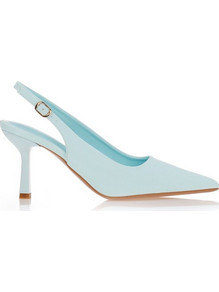 Γόβες γαλάζιες μυτερές slingback