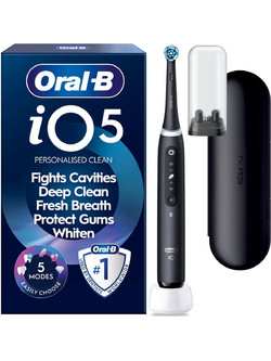 Oral-B iO Series 5 Black Ηλεκτρική Οδοντόβουρτσα με Αισθητήρα Πίεσης & Θήκη Ταξιδίου