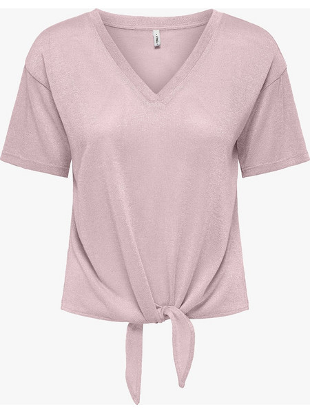 ONLY ONLAMBER S/S KNOT SHINE TOP JRS 15369755-Pale LilacGoldglitter Pink