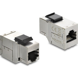 DELOCK Keystone module RJ45 90835, θηλυκό σε θηλυκό, Cat 6A STP, ασημί