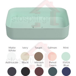 Isvea Counter-Top Επικαθήμενος Νιπτήρας Μπάνιου Πορσελάνης 50x36cm Πράσινο Mint 10NF65050-2T