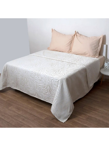 Κουβέρτα 2704 Ecru Viopros Ημίδιπλο 170x260cm Βαμβάκι-Πολυέστερ