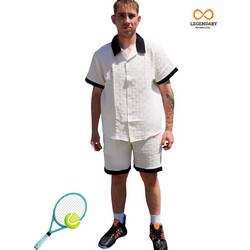 LEGENDARY PREMIUM TENNIS ΣΕΤ QUICK DRY SUPER BREATHABLE ΑΝΑΓΛΥΦΟ ΚΟΥΜΠΩΤΟ ΛΕΥΚΟ - Λευκό