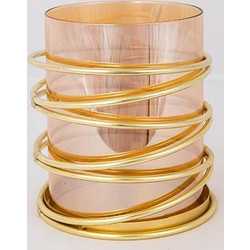 Μεταλλικό κηροπήγιο με μελί γυαλί 13.5x13.5x15.5 cm Estheti 752-24046