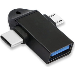 POWERTECH αντάπτορας USB σε USB-C & micro USB CAB-UC090, 5Gbps, μαύρος