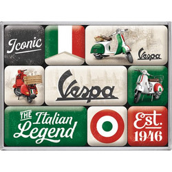 Nostalgic Μεταλλικά Μαγνητάκια (Σετ 9 τεμαχίων) Vespa - The Italian Legend