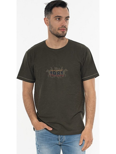 EVERBEST T-Shirt Λαιμόκοψη Με Στάμπα 242812 ΧΑΚΙ ΧΑΚΙ