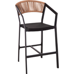 ΣΚΑΜΠΟ ΑΛΟΥΜΙΝΙΟΥ MIRI HM5892.15 ΜΕΣΑΙΟΥ ΥΨΟΥΣ RATTAN & TEXTLINE ΜΑΥΡΟ ΜΠΕΖ 55x56,5x99Υ