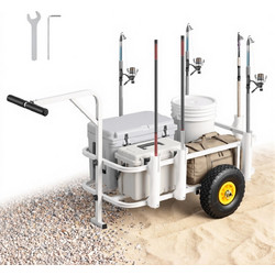 VEVOR Καρότσι Ψαρέματος Παραλίας 90,7 kg με Ατσάλινο Σκελετό, Ρόδες Παντός Εδάφους 280 mm και 7 Θήκες Καλαμιών KJSYJCCGKJKHRRL01001V0