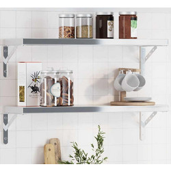 vidaXL Στηρίγματα Ραφιών 4 Τεμ. Ασημί - 235x25x155-ανοξείδωτο-ατσάλι