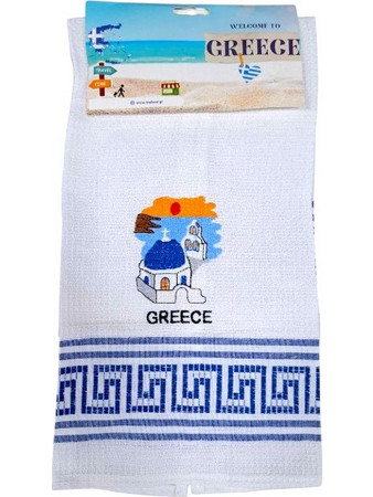 Πετσέτα ποτηρόπανο Souvenir με κέντημα - Σετ 12pcs - Greece - 416037