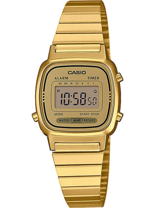 Casio Ψηφιακό Γυναικείο Ρολόι Χρονογράφος με Χρυσό Μεταλλικό Μπρασελέ LA-670WEGA-9EF