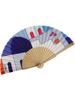 Synchronia ξύλινη βεντάλια Aegean Village 23 cm - NB000013