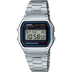 Casio Vintage Ψηφιακό Ανδρικό Ρολόι Χρονογράφος με Ασημί Μεταλλικό Μπρασελέ A-158WA-1DF