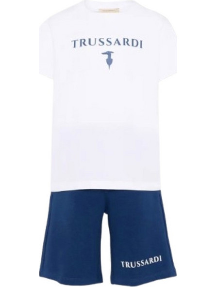 TRUSSARDI TBP26010CJ-WHI-BL ΠΑΙΔΙΚΟ ΣΕΤ ΜΠΛΟΥΖΑ ΜΕ ΣΟΡΤΣ ΓΙΑ ΑΓΟΡΙΑ ΛΕΥΚΟ-ΜΠΛΕ