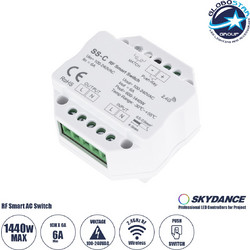 GLOBOSTAR(R) 73126 SKYDANCE SS-C NEXUS AC On/Off Switch Relay 1CH AC 100-240V 6A 1440W Max IP20 - RF 2.4GHz + Push Switch - M5.2xΠ5.2xΥ2.6cm
