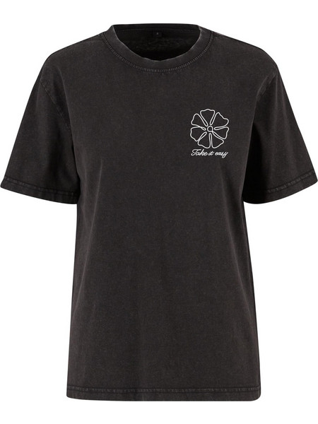 One Line Flowers Ladies Vintage Everyday Tee black