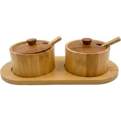 ΔΟΧΕΙΟ ΜΠΑΧΑΡΙΚΩΝ φ9 BAMBOO ΣΕΤ/2 ΜΕ ΔΙΣΚΟ 24x11x7CM