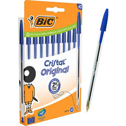 BIC στυλό διαρκείας ballpoint Cristal Original, 1mm μύτη, μπλε, 10τμχ