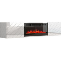 Ξύλινο Rtv Luxe με Φωτισμό LED Λευκό 182.6x34x37.5εκ