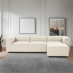 Papatya Fora Γωνιακός Καναπές Ecru 297x190x66cm