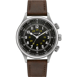 Bulova A-15 Pilot Ανδρικό Ρολόι Αυτόματο με Καφέ Δερμάτινο Λουράκι 96A245