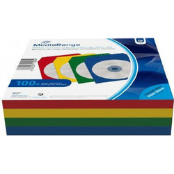 MediaRange Paper Sleeves for 1 Disc Assorted Colours 100 Pack (MRBOX67)