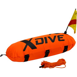 XDIVE Flow - Πλακέ Σημαδούρα PVC με Κάλυμμα Nylon 420D & Ασύμμετρο Σχήμα, Χρώμα: Πορτοκαλί