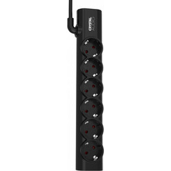 Crystal Audio Πολύπριζο Elegance 6 Θέσεων Σούκο Μαύρο