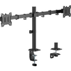 Βάση Γραφείου Powertech για 2 Οθόνες (PT-1552) - 17 έως 32'' - Με βραχίονα και ρυθμιζόμενη κλίση - Μαύρο PT-1552