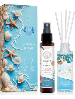 Gift Box Ocean Wave & Fresh Linen - Spray Χώρου & Υφασμάτων και Αρωματικό με Sticks
