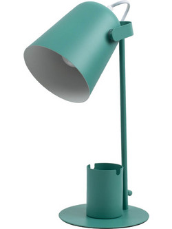 GloboStar(R) PENCASE 61566 Μοντέρνο Επιτραπέζιο Φωτιστικό Γραφείου - Πορτατίφ - Μονόφωτο 1 x E27 Πράσινο Μεταλλικό Καμπάνα με Διακόπτη On/Off - Μολυβοθήκη & Βάση Τηλεφώνου - L12 x W15 x H38cm