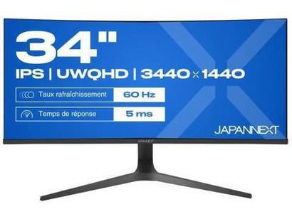 JAPANNEXT JN-IPS340UWQHD60C-C65W-HS Ultrawide IPS Curved Monitor 34" 3440x1440 QHD 60Hz 5ms