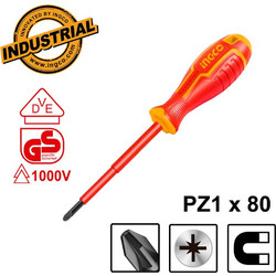 INGCO Κατσαβίδι Ηλεκτρολόγου VDE Σταυρού PZ1x80mm (HISD81PZ180)