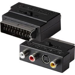 SCART-10M-SW Αντάπτορας SCART Αρσενικό σε 3x RCA Θηλυκά & S-Video Θηλυκό με Διακόπτη In/Out - ArtSound and Lights