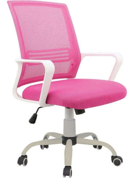 Zita Plus BS1600-W Καρέκλα Γραφείου με Στήριξη Μέσης και Ανάκλιση Ροζ 01.0162