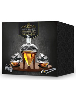 Deluxe Diamond Decanter Set - Σετ Γυάλινης Καράφας Deluxe Diamond
