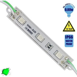 20 Τεμάχια x LED Module 3 SMD 5050 0.8W 12V 50lm IP65 Αδιάβροχο Πράσινο GloboStar 65003
