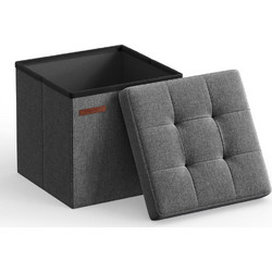 Songmics Αναδιπλούμενο Σκαμπό Αποθήκευσης - 30 x 30 x 30 - Σκούρο Γκρί (LSF028G01) (SNGLSF028G01)