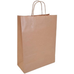 Τσάντα καφέ στριφτό χέρι 14Χ21εκ - Plastona