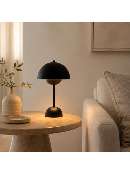 Φωτιστικό επιτραπέζιο Nextdeco LED μεταλλικό και ακρυλικό μαύρο αφής Φ18xΥ31εκ