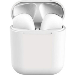 inPods 12 Earbud Bluetooth Handsfree ακουστικά με αντίσταση στον ιδρώτα και θήκη φόρτισης Λευκό