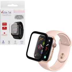 VOLTE-TEL TEMPERED GLASS APPLE WATCH 4/5/6/SE 44mm 3D CURVED ALUMINIUM 1.78" 0.30mm FULL COVER & INSTALLATION TOOL BLACK