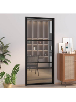 vidaXL Πόρτα Εσωτερική Γυάλινη Μαύρη 93x201.5cm 350562